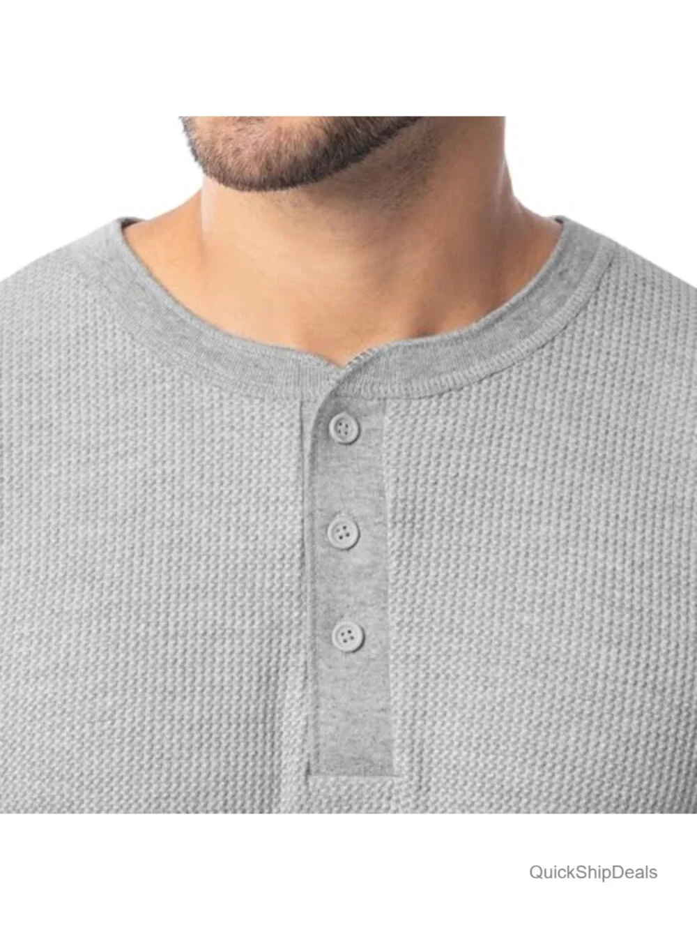 Men's Thermal Underwear Long Sleeve Henley Shirt Waffle Knit Cold Weather Base